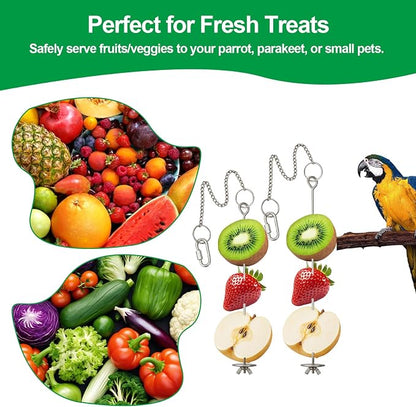 2 Pcs Chain Clauses Bird Cage Food Holder Stainless Steel Parrot Fruit & - Image 5