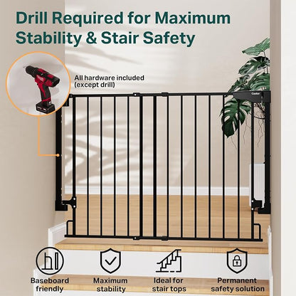 Cumbor 29.2–43" Baby Gate for Stairs, Wall-Mounted, Expandable No Bottom Bar - Image 4
