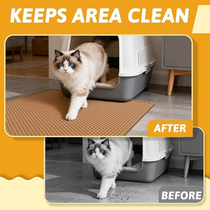 Pieviev Cat Litter Mat Double Layer Waterproof Urine Proof Trapping Mat 1 Pack - Image 4