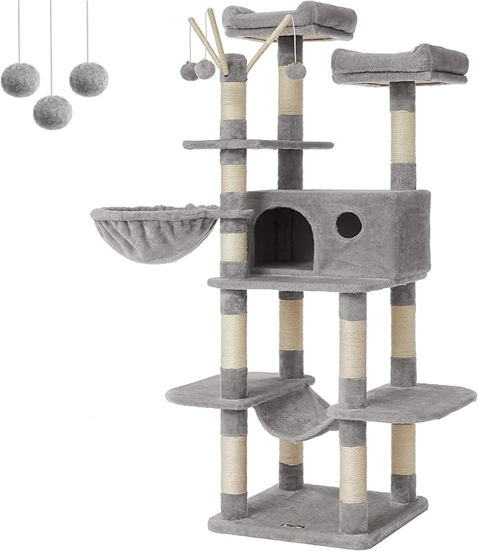 FEANDREA Cat Tree, Large Cat Tower, 64.6 Inches, Cat Activity Center by FeandreabySONGMICSHOME