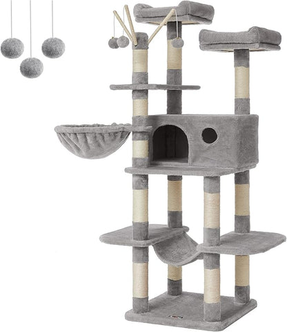 FEANDREA Cat Tree, Large Cat Tower, 64.6 Inches, Cat Activity Center by FeandreabySONGMICSHOME