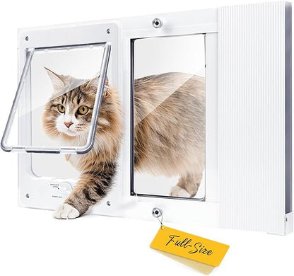 Full-Size Window Pet Door for Cats & Small Dogs, Width Adjustable Fits Sliding by HOMEPEDIA