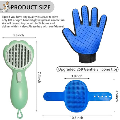GJEASE Cat Grooming Glove Brush, Self-Cleaning Slicker Pet Brush - Image 2