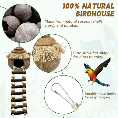 7PCS Bird Perches, Coconut Nest Hut - Image 5