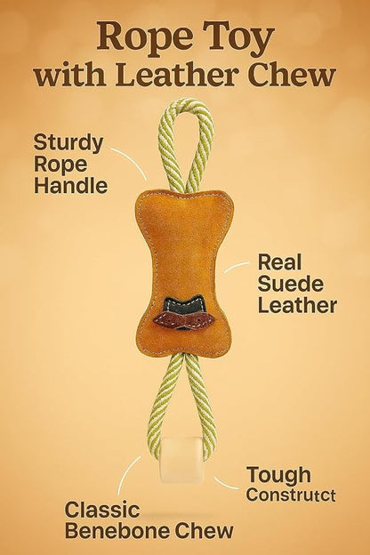 Natural Suede Leather and Rope Chew Toy - Image 4