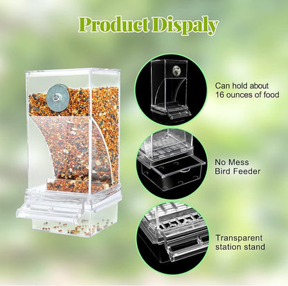 Rypet No Mess Automatic Bird Feeder Transparent Food Container Cage Acrylic - Image 5