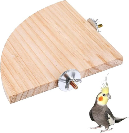 Bird Perch Platform Stand Wooden Parrot Perch Corner 5.9 Inches Fan Shape by Unknown