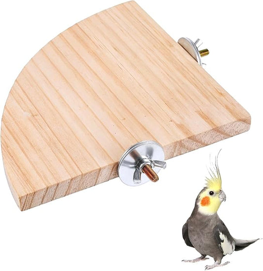 Bird Perch Platform Stand Wooden Parrot Perch Corner 5.9 Inches Fan Shape by Unknown