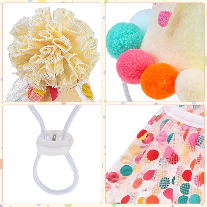 SCENEREAL Cat Birthday Hat & Scarf Costume Set, Pet Birthday Party Supplies - Image 3
