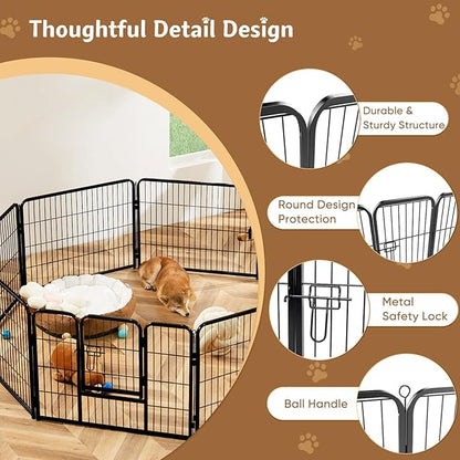 DUMOS Dog Playpen Indoor, Metal 40 Inch 8 Panels Foldable Pet Fence - Image 3