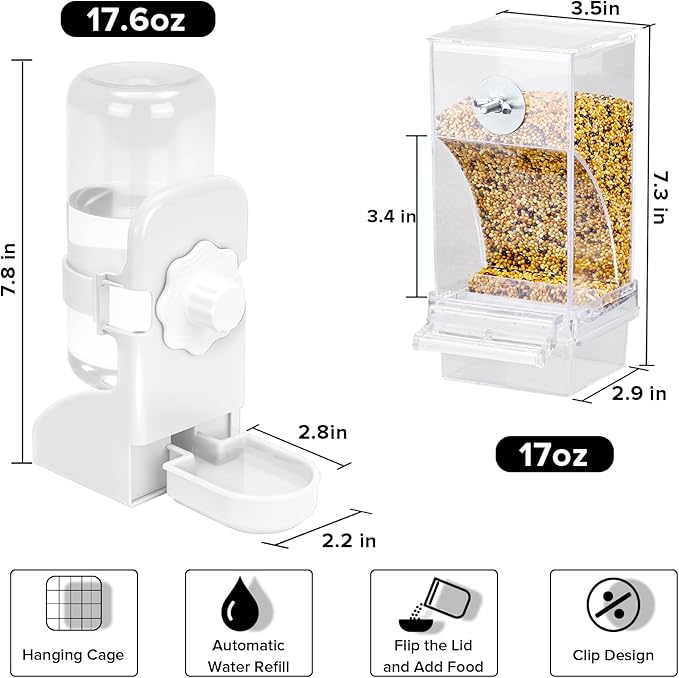 No Mess Bird Feeder Water Dispenser Set, Parakeet Cage Accessories, Bird Feeder - Image 2