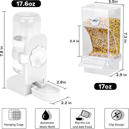 No Mess Bird Feeder Water Dispenser Set, Parakeet Cage Accessories, Bird Feeder - Image 2