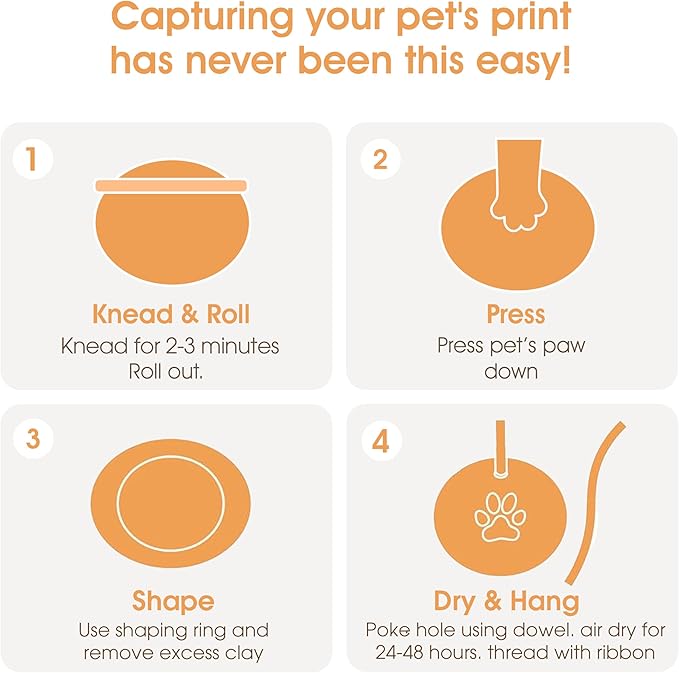 Pearhead Pet Paw Print Keepsake Ornament Kit, Memorial Clay Paw Impression - Image 6