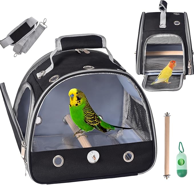 Bird Carrier with Stand & Tray, Small Bird Travel Cage by FCQQYWZ