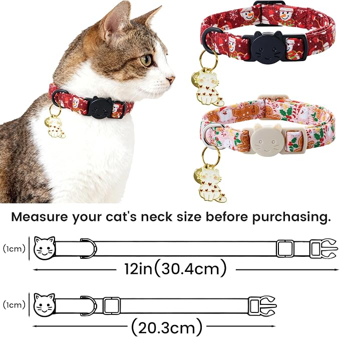 Elegant little tail 2 Pack Cat Collar- Christmas Cat Collars Breakaway - Image 6