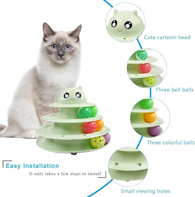 UPSKY Cat Toy Roller 3-Level Turntable Cat Toy Balls - Image 4