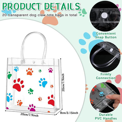Teling 20 Packs Dog Paw Clear PVC Gift Bags - Image 2