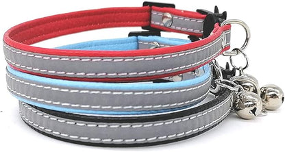 KUDES 3 PCS Breakaway Cat Leather Collars, Reflective Safety Buckle Kitten - Image 7
