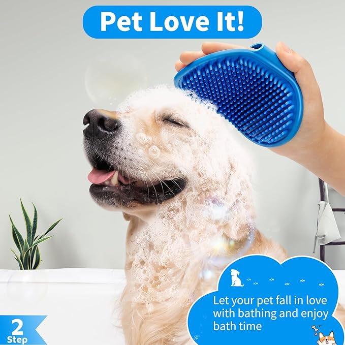 Comotech 3-in-1 Dog Grooming Brush | Adjustable Handle Shampoo Brush & Scrubber - Image 3