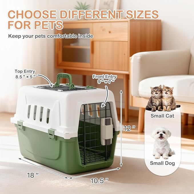 MoNiBloom 18-Inch 2-Door Top Loading Cat Carrier, Plastic Dog Crate Hard-Sided - Image 5