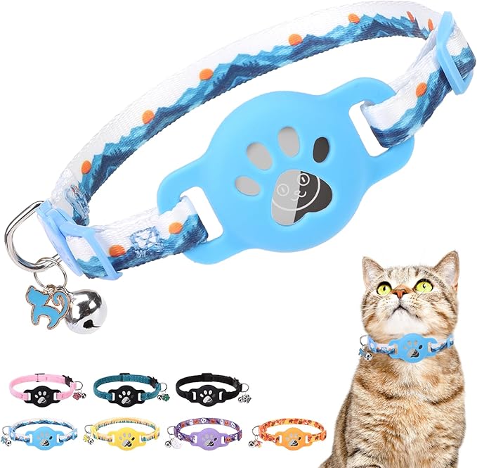 Airtag Cat Collar Breakaway, Cute GPS Cat Tracker Collars by DILLYBUD