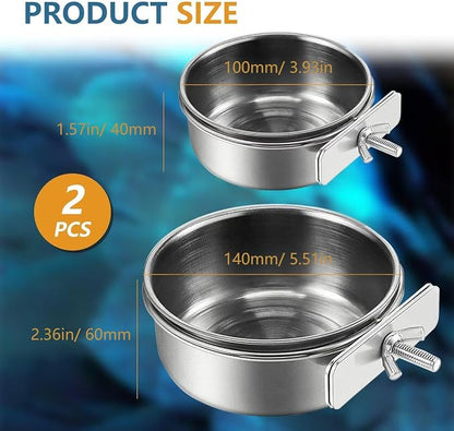 2Pcs Stainless Steel Bird Feeding Bowls, Small Bird Feeding Cup, Stainless - Image 2