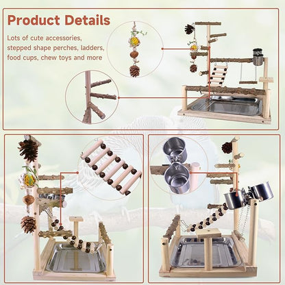 Bird Playground Natural Parrot Toys Perch Stand Cockatiel Swing - Image 2