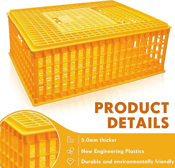 Sintuff Poultry Carrier Crate Plastic Chicken Transport Cage Bird Carriers - Image 4