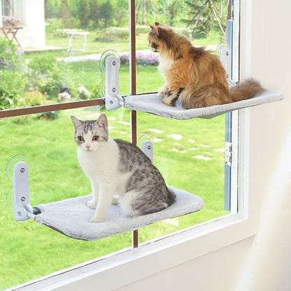 2PC Cat Window Perch Cordless Foldable Cat Hammock Bed by Zoratoo