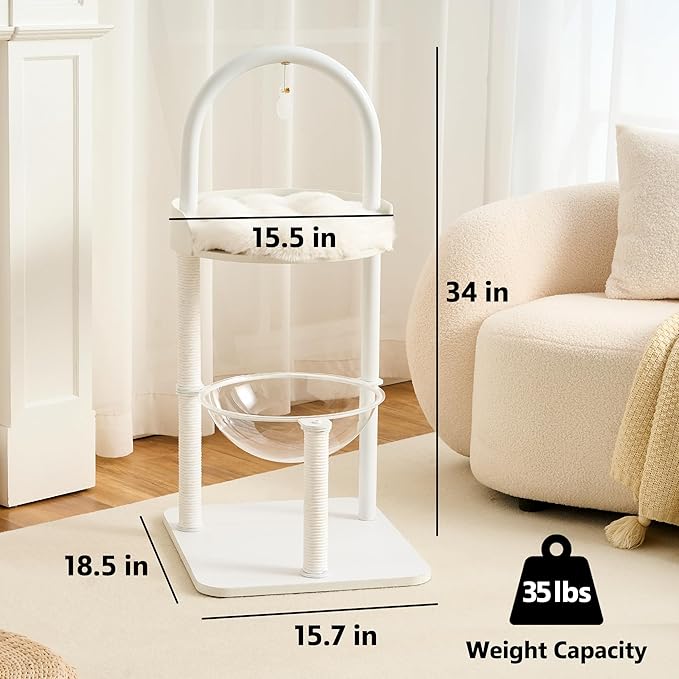 Modern Cat Tree Tower for Indoor Cats up to 12lbs, Wood Cat Bed - Image 7