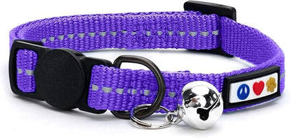 Pawtitas Recycled Purple Reflective Cat Collar – Eco-Friendly Breakaway Safety by Pawtitas