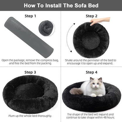 Dog Bed for Small Medium Large Dogs, 24 inch Calming Dogs Bed, Washable-Round - Image 6