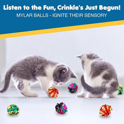 SunGrow Cat Crinkle Balls, Mylar Crinkler, Stress-Relief Toy - Image 4