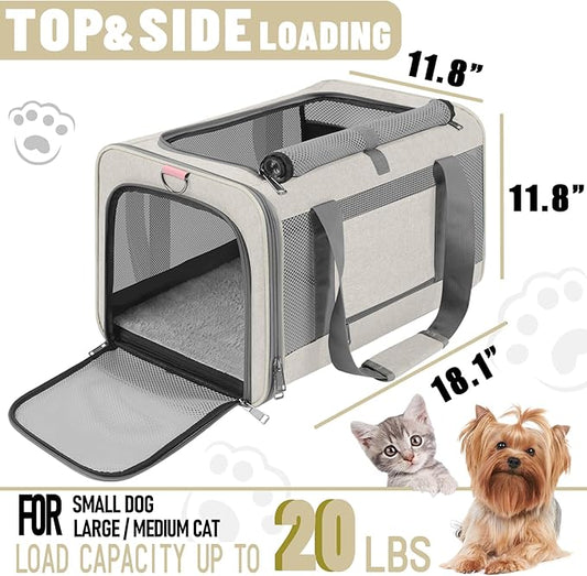 Pet Carrier for Large Cat 20 lbs+ / Soft Sided Small Dog 12 Pounds Travel Crate - Image 2