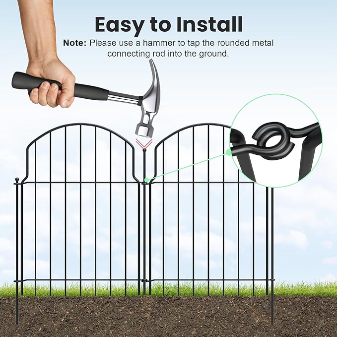 25Pcs Decorative Garden Fence, 20in/27ft Rustproof Metal Fences Animal Barrier - Image 3