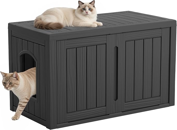 Cat Litter Box Enclosure, Indoor Outdoor Cat House Weatherproof, Side Table by WTFGO