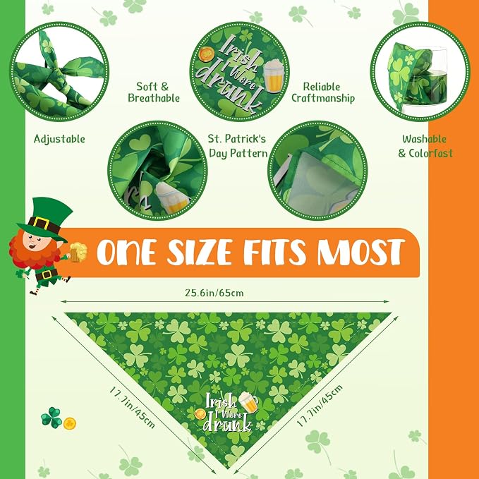 Chunful 50 Pcs St. Patrick's Day Dog Bandanas Bulk - Image 3