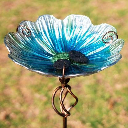 MUMTOP 31 Inch Height Glass Birdbath Birdfeeder - Image 5
