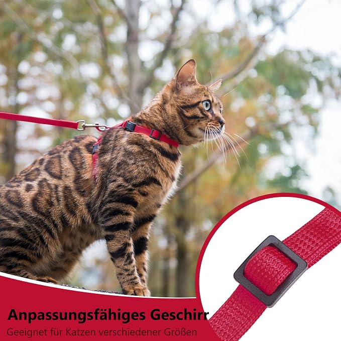 PUPTECK Adjustable Cat Harness and Leash Set Escape Proof Kitten Strap Collar - Image 5