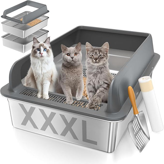 XXXL Stainless Steel Sifting Litter Box by Yoochee