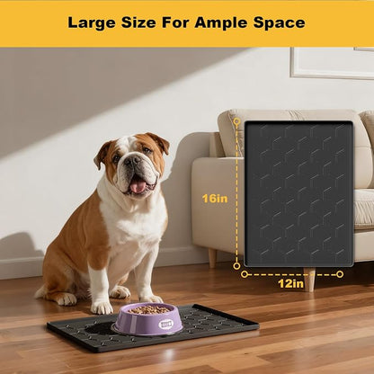 Pieviev 16''x12'' Dog Cat Food Bowl Mat, Silicone Waterproof Food Grade Pet - Image 5