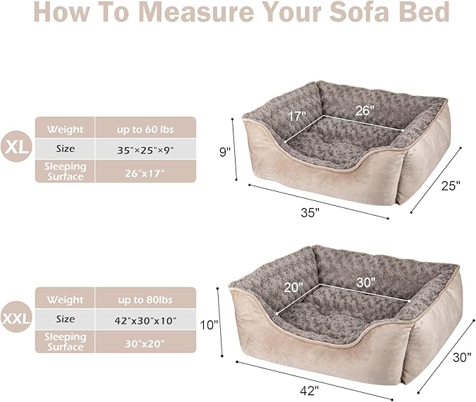 JOEJOY Rectangle Dog Bed for Large Medium Small Dogs - Image 4