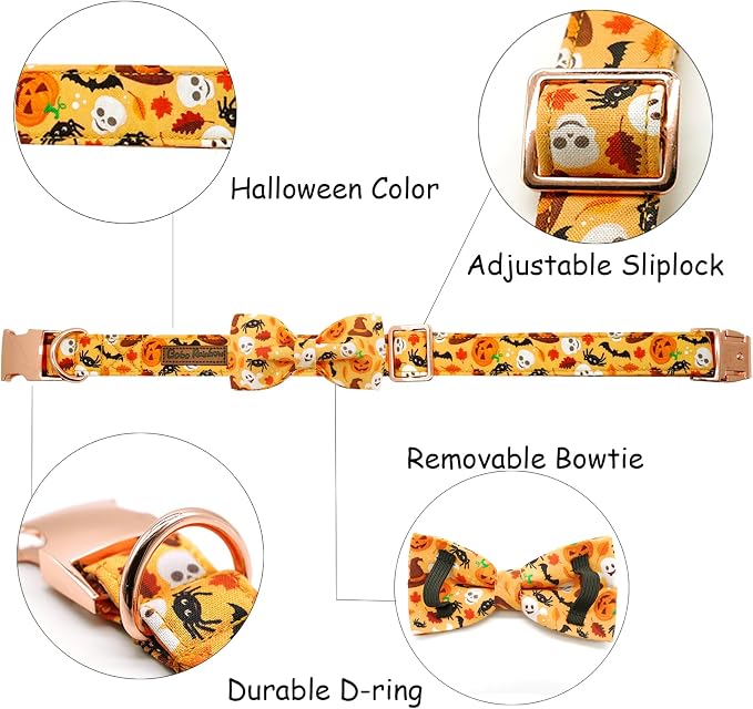Halloween Dog Collar, Pet Collar Bow Fall Pet Collar Girl Boy Holiday Collar - Image 2