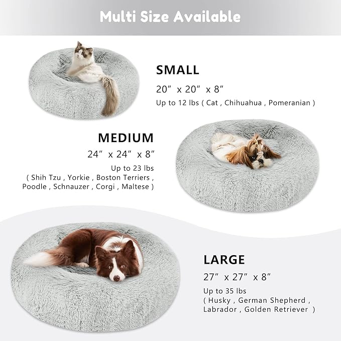 Calming Dog Bed & Cat Bed, Anti-Anxiety Donut Cuddler Beds, Cozy Soft Round Beds - Image 5