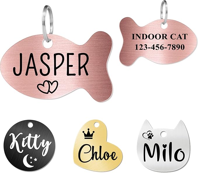 Ultra Joys Cat ID Tag Personalized Pet Tags, Durable Stainless Steel Small Pet by UltraJoys