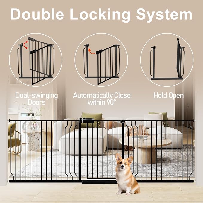 WAOWAO Baby Gate 52.76-62.2" Extra Wide Pressure Mounted Walk Through Swing - Image 4