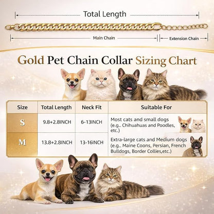 Gold Cat Chain Collar, Adjustable Cuban Link Necklace - Image 7