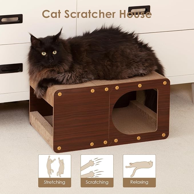 EHEYCIGA Cardboard Cat Scratcher House, 20-Inch Corrugated Cat Scratcher - Image 8