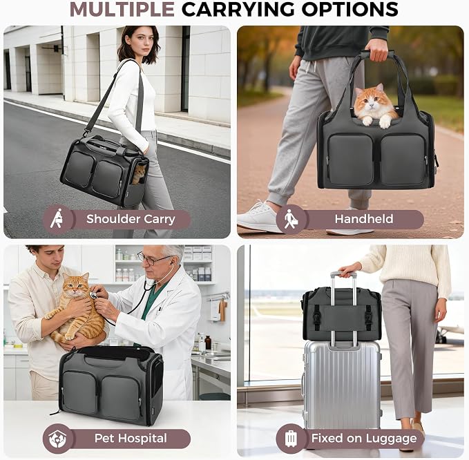 Dog, Cat Carrier for Pets Up to 15 Lbs, Airline Approved Collapsible Soft-Sided - Image 6