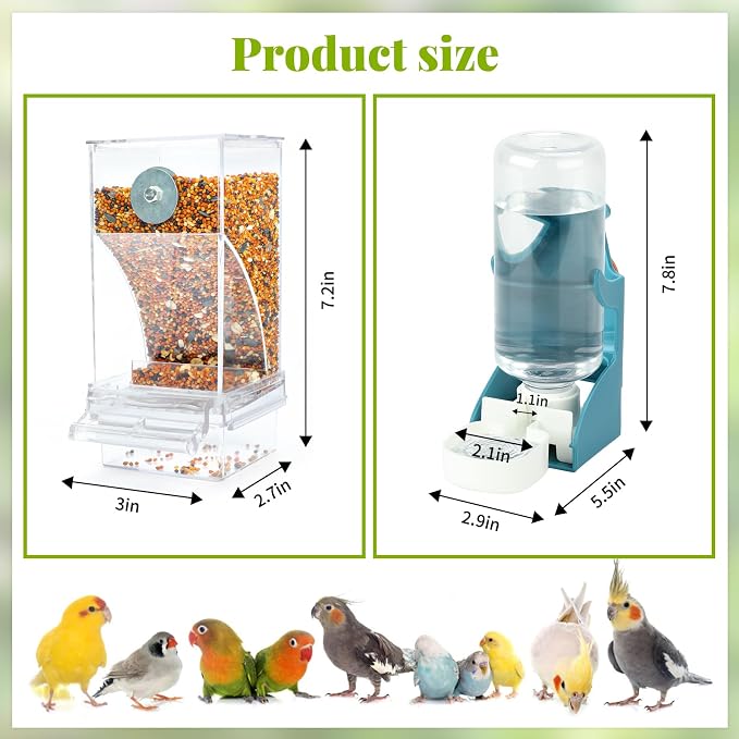 Rypet No Mess Bird Water Feeder Dispenser Set Automatic Bird Feeder Transparent - Image 2